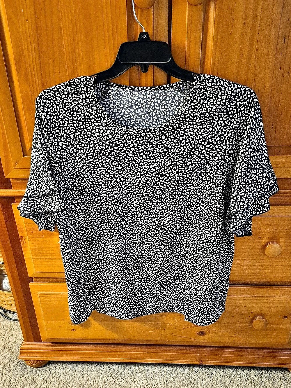 SHEIN Animal Print Blouse in Black & White Size XL